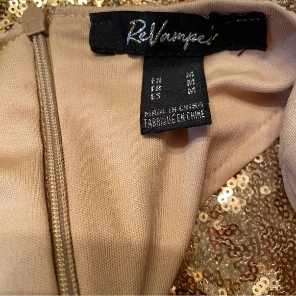 REVAMPED TOP CROP CROPPED GOLD SEQUINS SLEEVELESS RACERBACK SIZE M Fits S - Picture 7 of 8